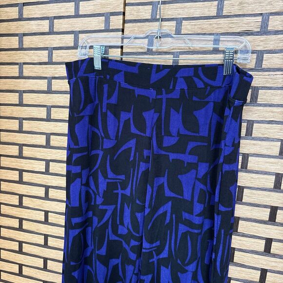 Chico’s Purple And Black Pattern Pull On Pants Size 2/Large - Picture 1 of 6